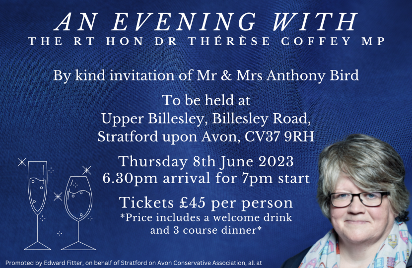 Stratford on Avon - Evening with Rt Hon Dr Thérèse Coffey MP